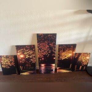 Canvas Freaks Vibrant Autumn Night Pathway 5 Panel Canvas